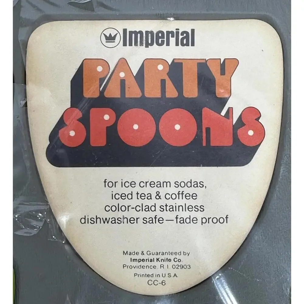 Vintage MCM‎ Imperial Party Spoons Avocado Green Stainless Steel Original Box
